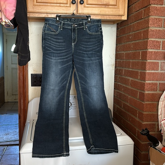 Wrangler Q-Baby No Gap Waistband Denim Dark Blue Jeans Embroidered Pockets 9/10 - Picture 6 of 16